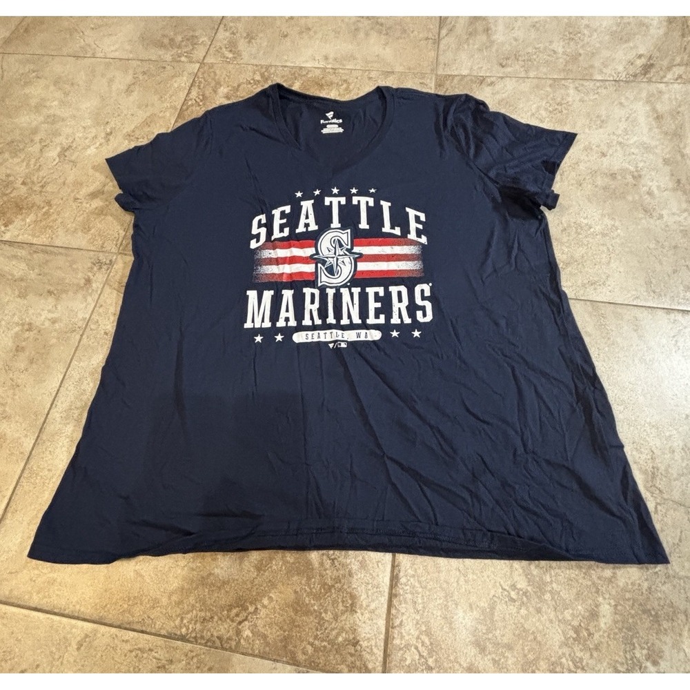 Seattle Mariners Fanatics 3XL Womens Navy V Neck T Shirt MLB Baseball  NWOT